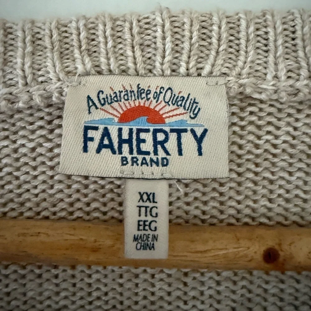 Faherty Sunwashed Crewneck Sweater - Dune Natural Surf Stripe.  Size XXL NWOT